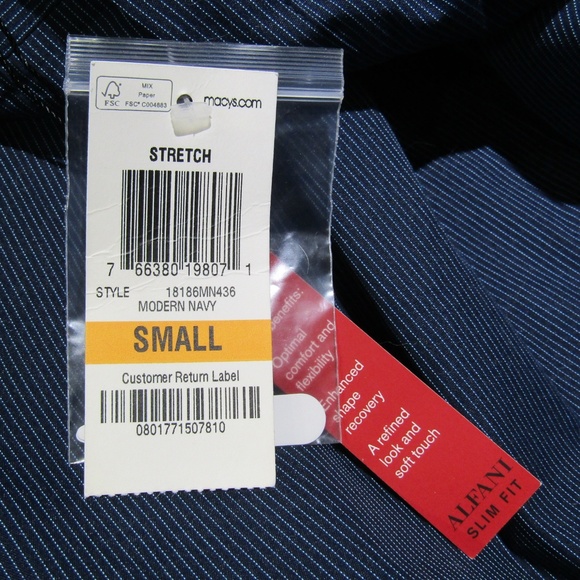 NEW Alfani Stretch Blue Slim Fit Shirt Size S - Picture 4 of 5